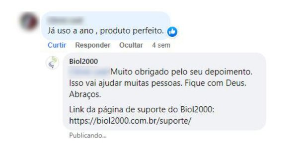Depoimento de cliente Biol2000 nº 3