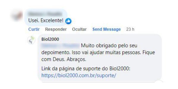 Depoimento de cliente Biol2000 nº 2